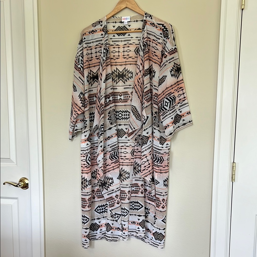 LuLaRoe Geometric Pattern Swim Coverup - Black, White, Pink